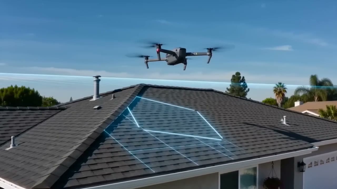 Drone capturing a residential roof